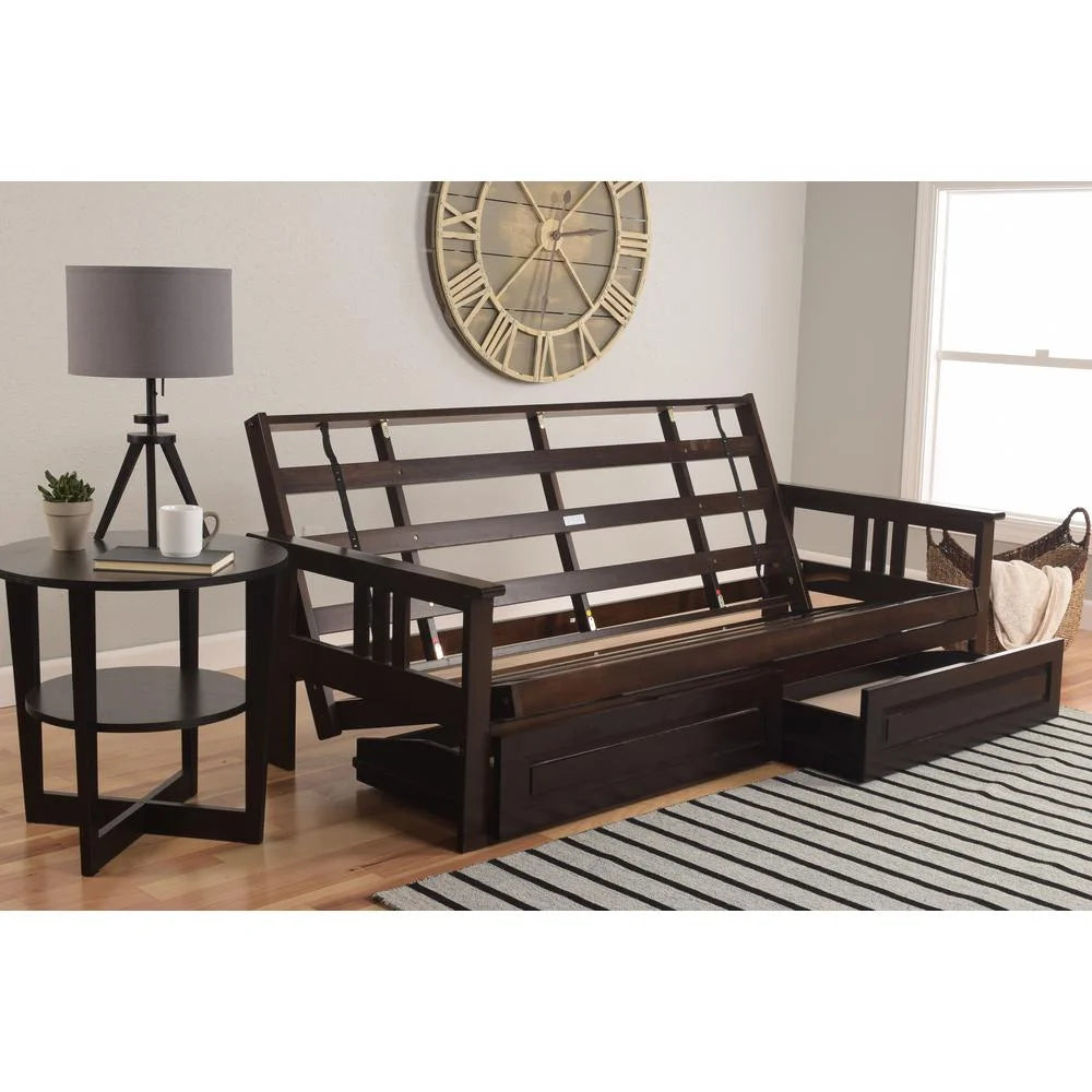 Espresso Finish Sofa with Storage and Removable Faux Leather Mattress Cover K54674