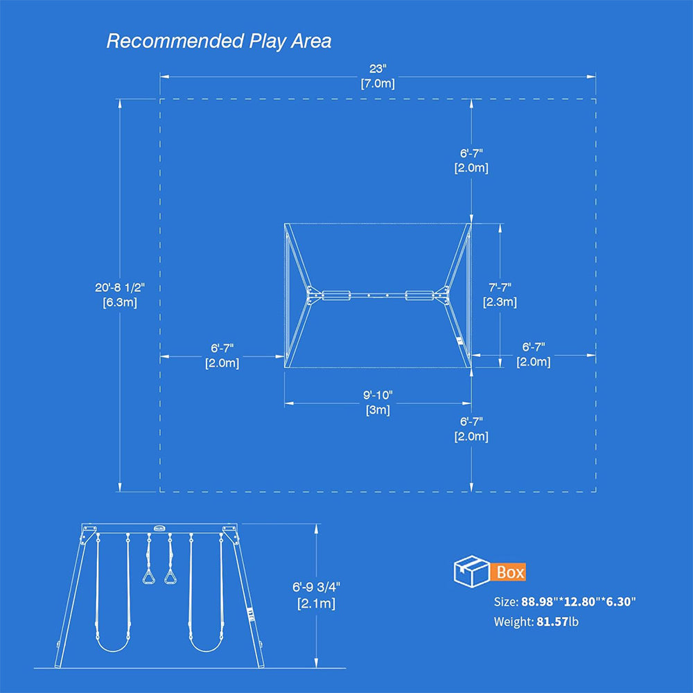 Kids Swing Sets with 2 Swings, Trapeze Swing Rings, Outdoor Playset N24190