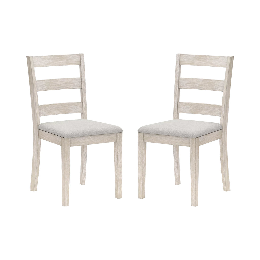 White Wood Ladder Back Dining Chair Set of 2 C671