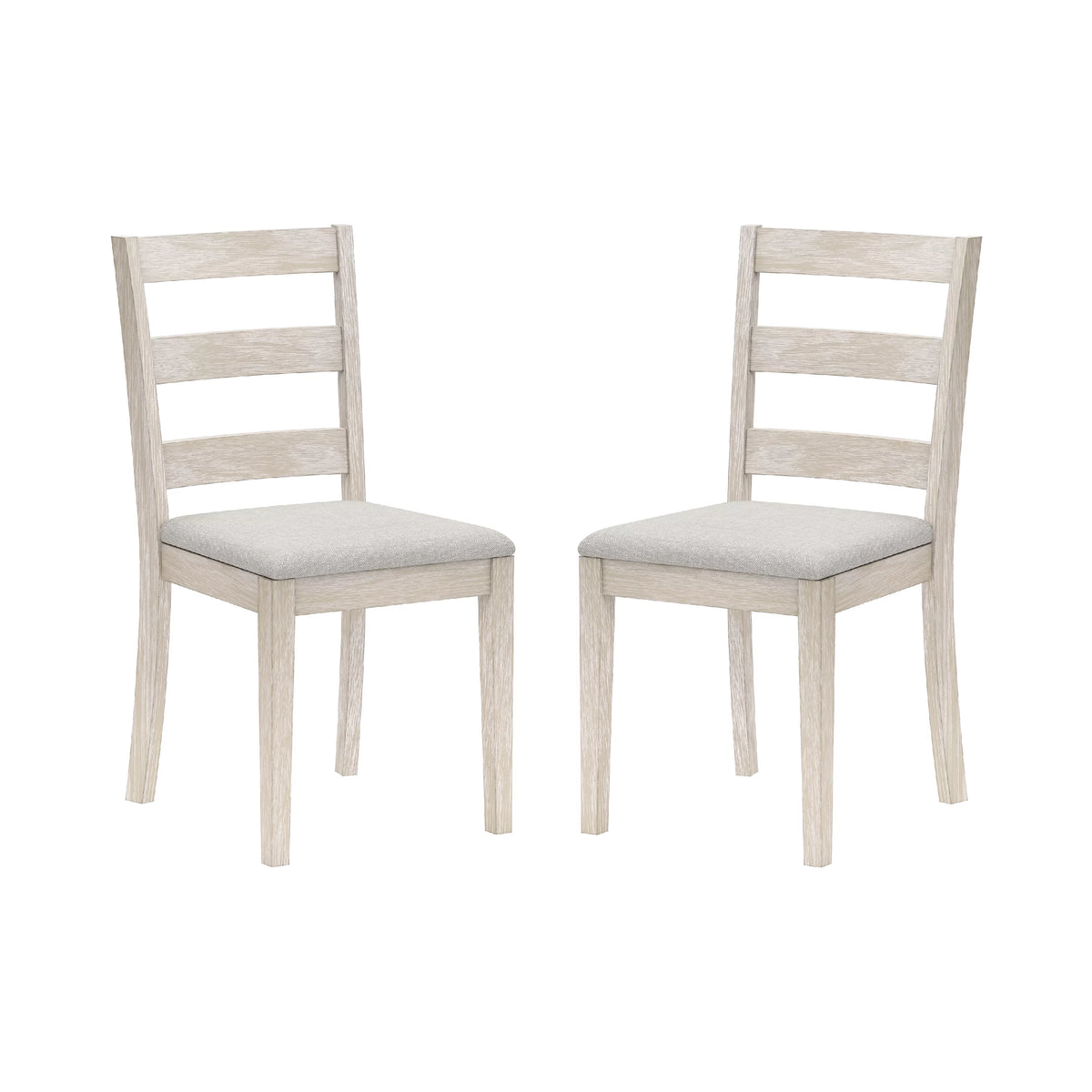 White Wood Ladder Back Dining Chair Set of 2 C671