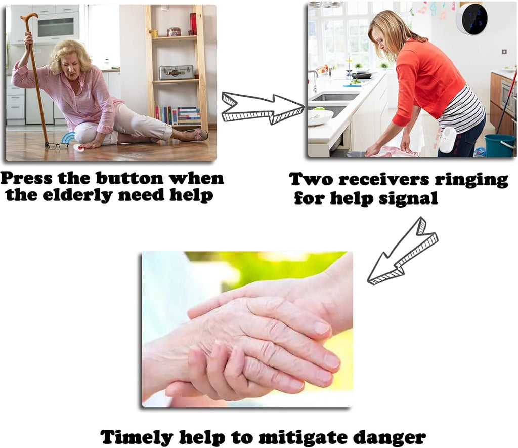 Wireless Caregiver Pager Emergency Alert System Call Button Q389