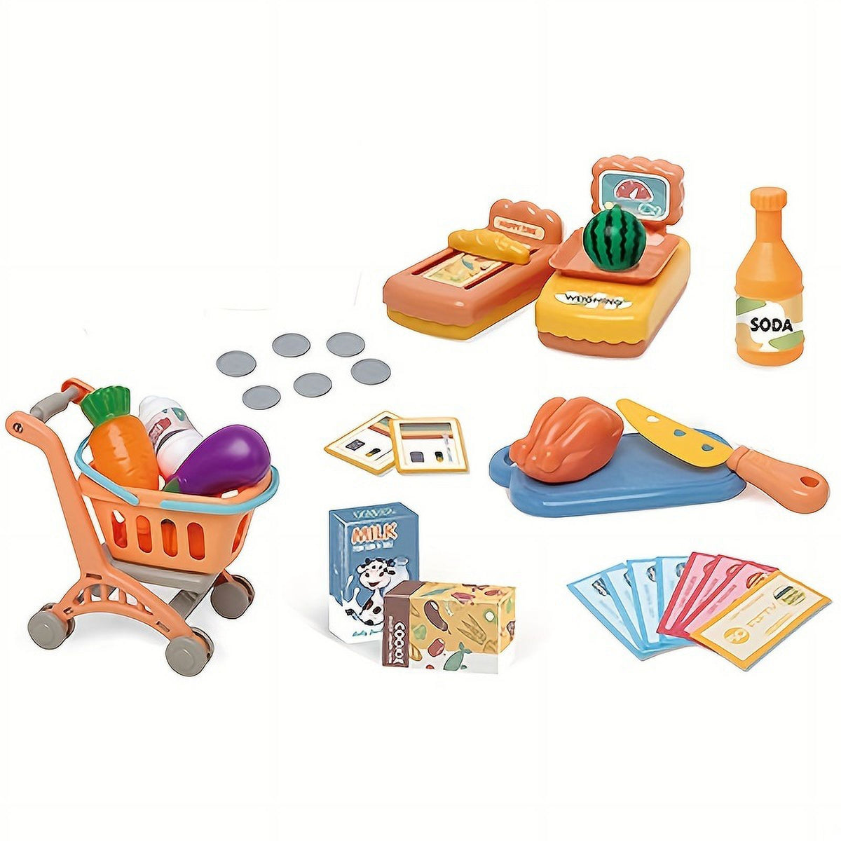 Kids Toy Cash Register with Scanner Play Food Pretend Play Money U368215