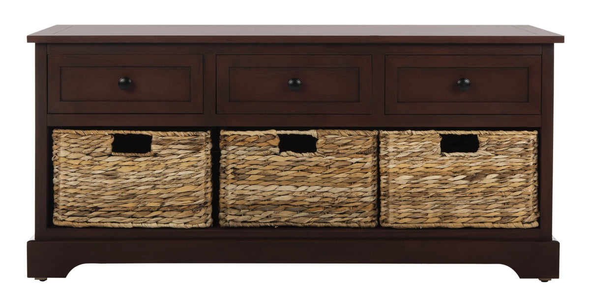 Storage Bench with 3 Wicker Baskets and 3 Drawers B413
