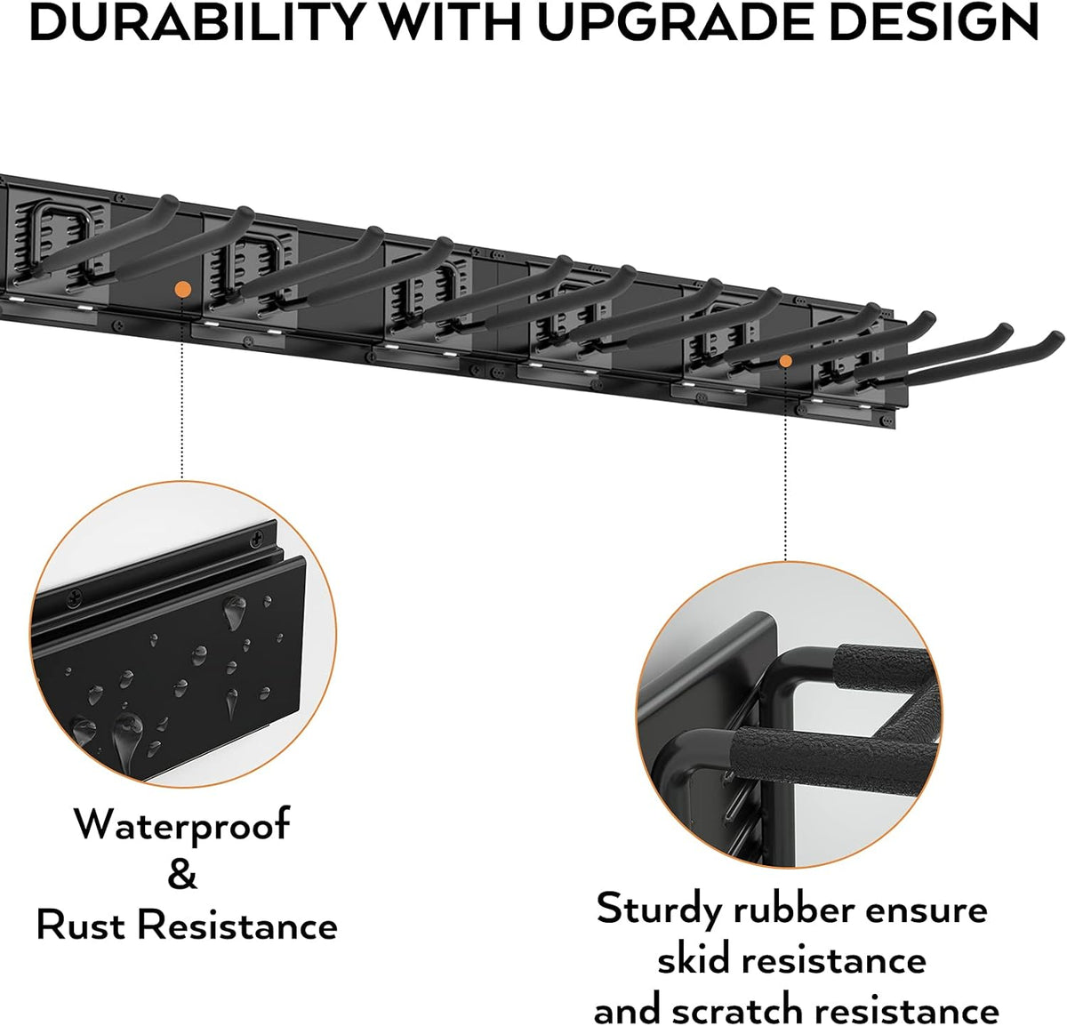 Heavy Duty Garage Storage Tool Organizer Wall Mount Rack with 6 Long Hooks, 48 Inch, Pack of 2 U464894