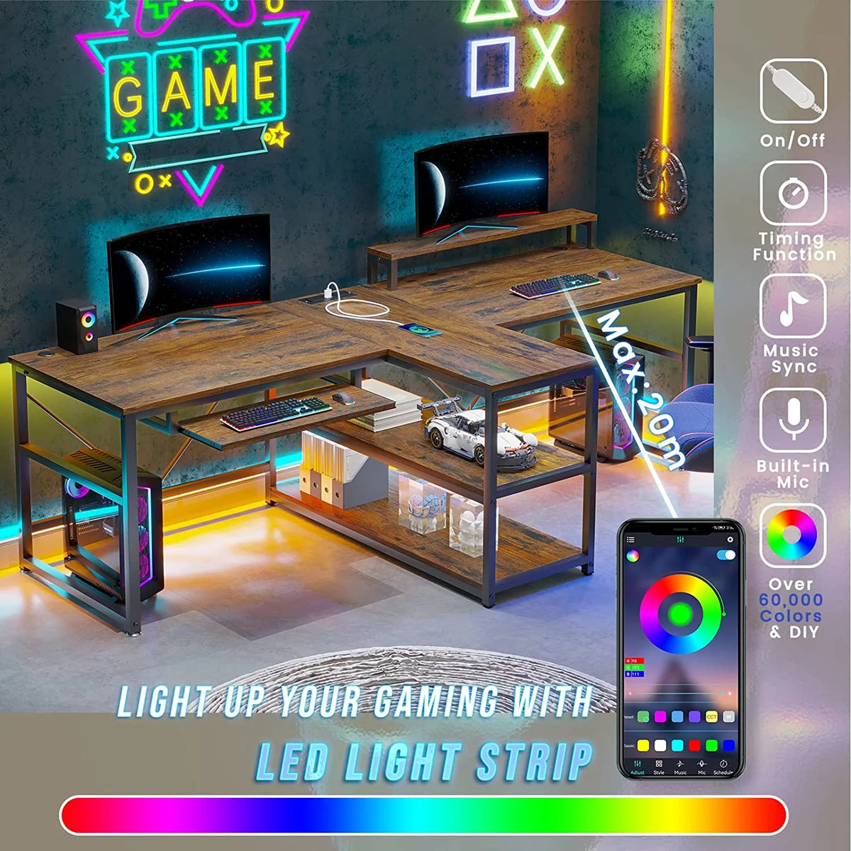 94.5" Home Office Computer Gaming Desk with Storage S233