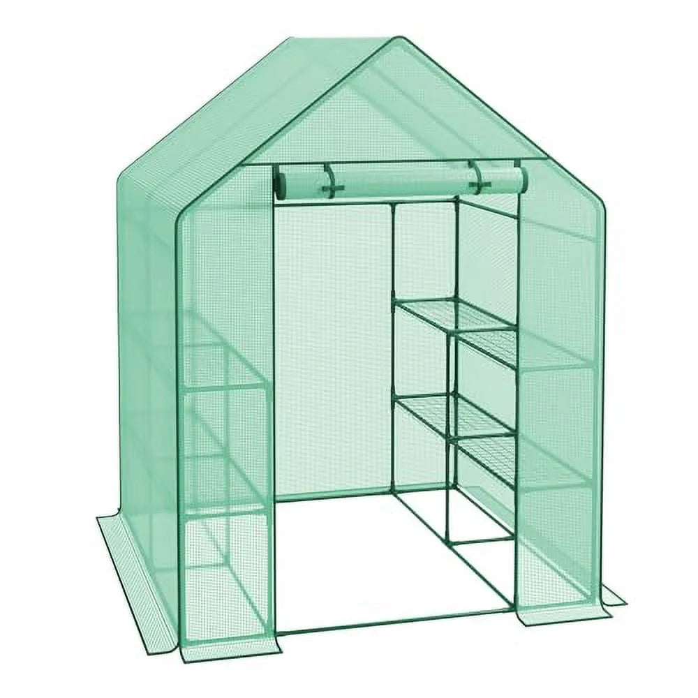 Walk-in Greenhouse with PE Cover and Zipper Door (8 Shelves) G506466