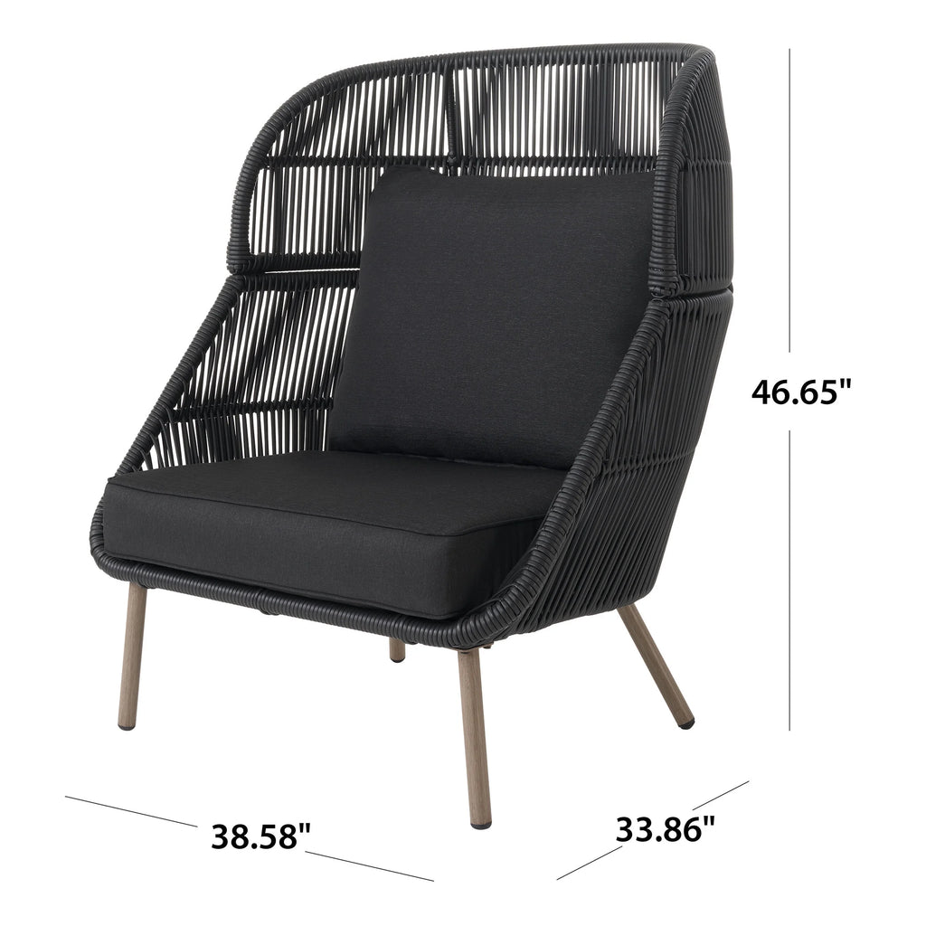 Black Wicker Outdoor Accent Chair with Cushions V54570