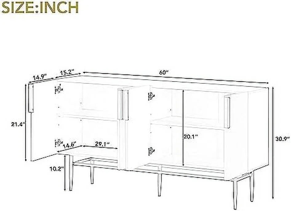Gray Sideboard Cabinet with Rattan Door Z675