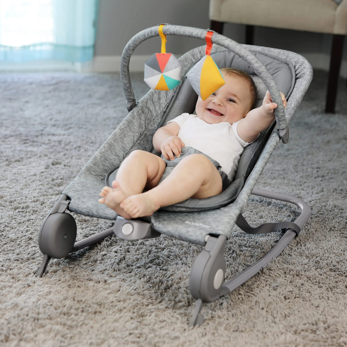 2-in-1 Baby Bouncer & Rocker, Light Gray Tweed V159522