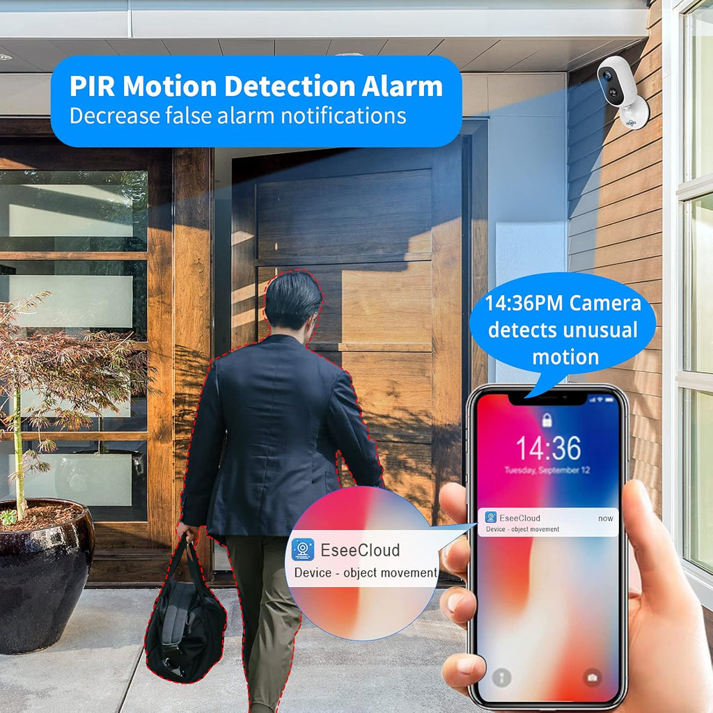 2K Wireless Rechargeable Battery Powered Camera with PIR Motion Detection E9593