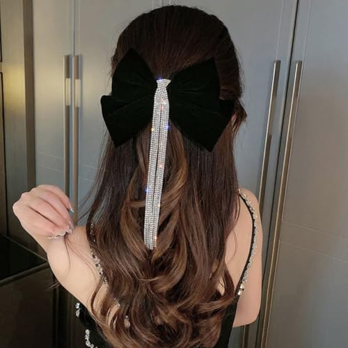 Velvet Rhinestone Bow Claw Hair Clips 2 Pack P635