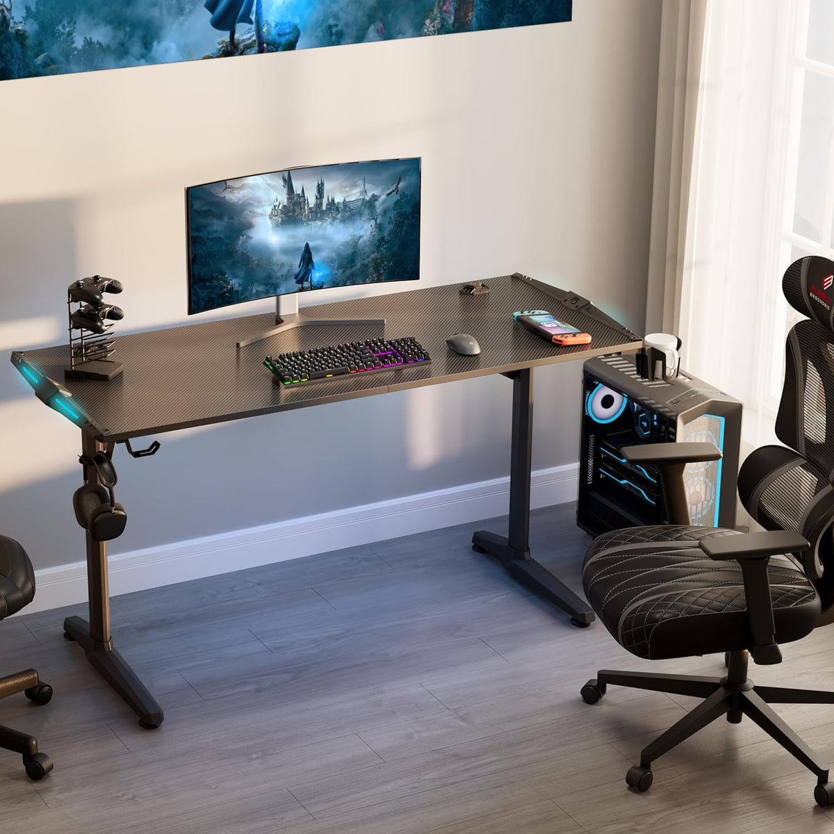55 Inch Black Gaming Desk with USB Ports Z207621