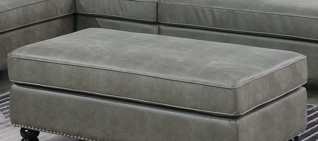Slate Grey Leatherette Cocktail Ottoman Z959