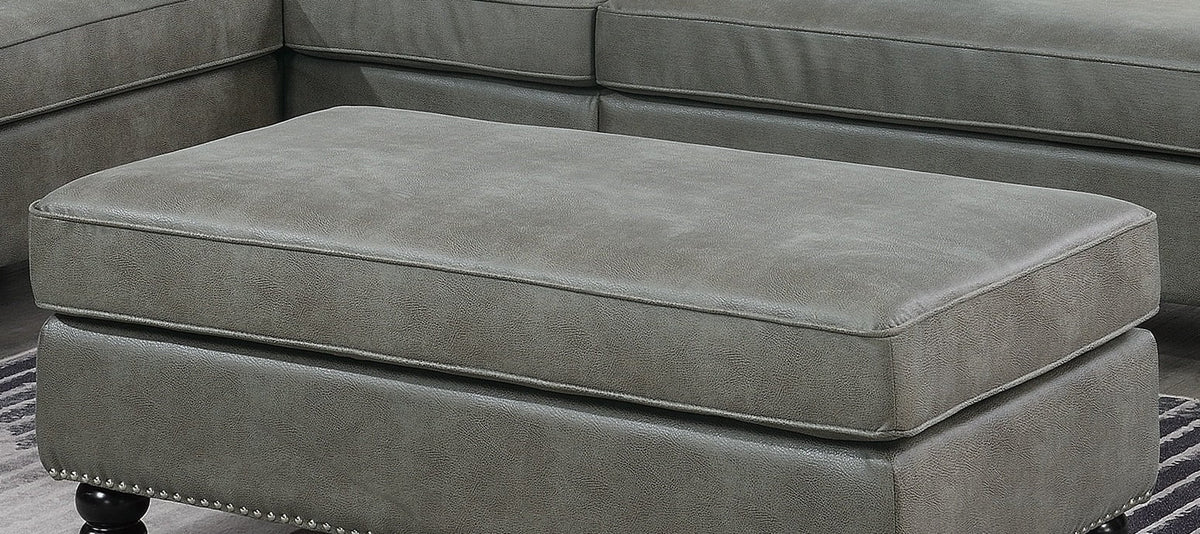 Slate Grey Leatherette Cocktail Ottoman Z959