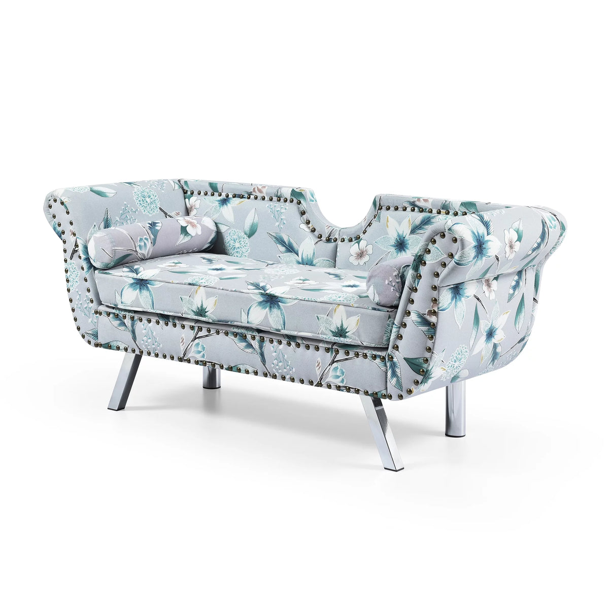 Modern Velvet Loveseat Sofa with Removable Cushion Metal Legs G50370