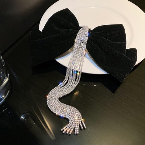 Velvet Rhinestone Bow Claw Hair Clips 2 Pack P635
