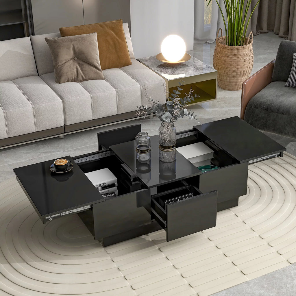 Black Extendable Coffee Table with 2 Drawers C76182