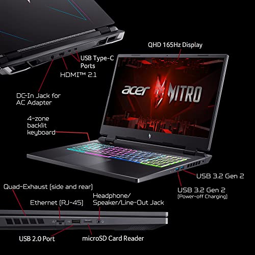 17.3" QHD 165Hz IPS Gaming Laptop with AMD Ryzen 7 7840HS, RTX 4060, 2TB SSD, 64GB RAM, Windows 11 Home D26325