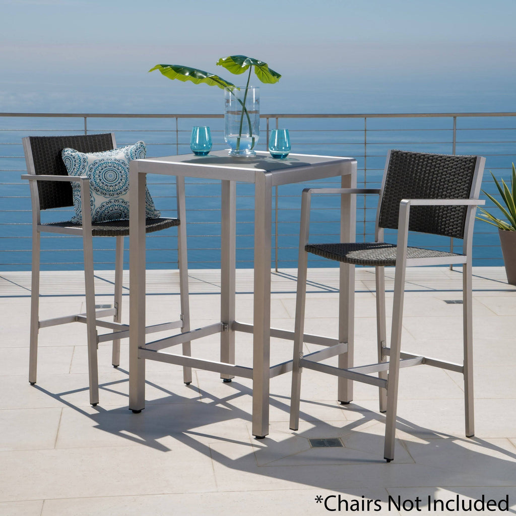 Square Aluminum Bar Table with Glass Top E67790
