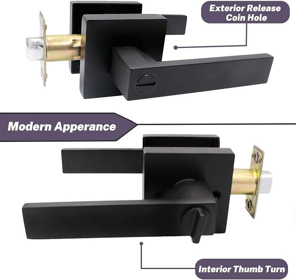 Matte Black Locking Door Lever Handle Set (3 Pack) M97065