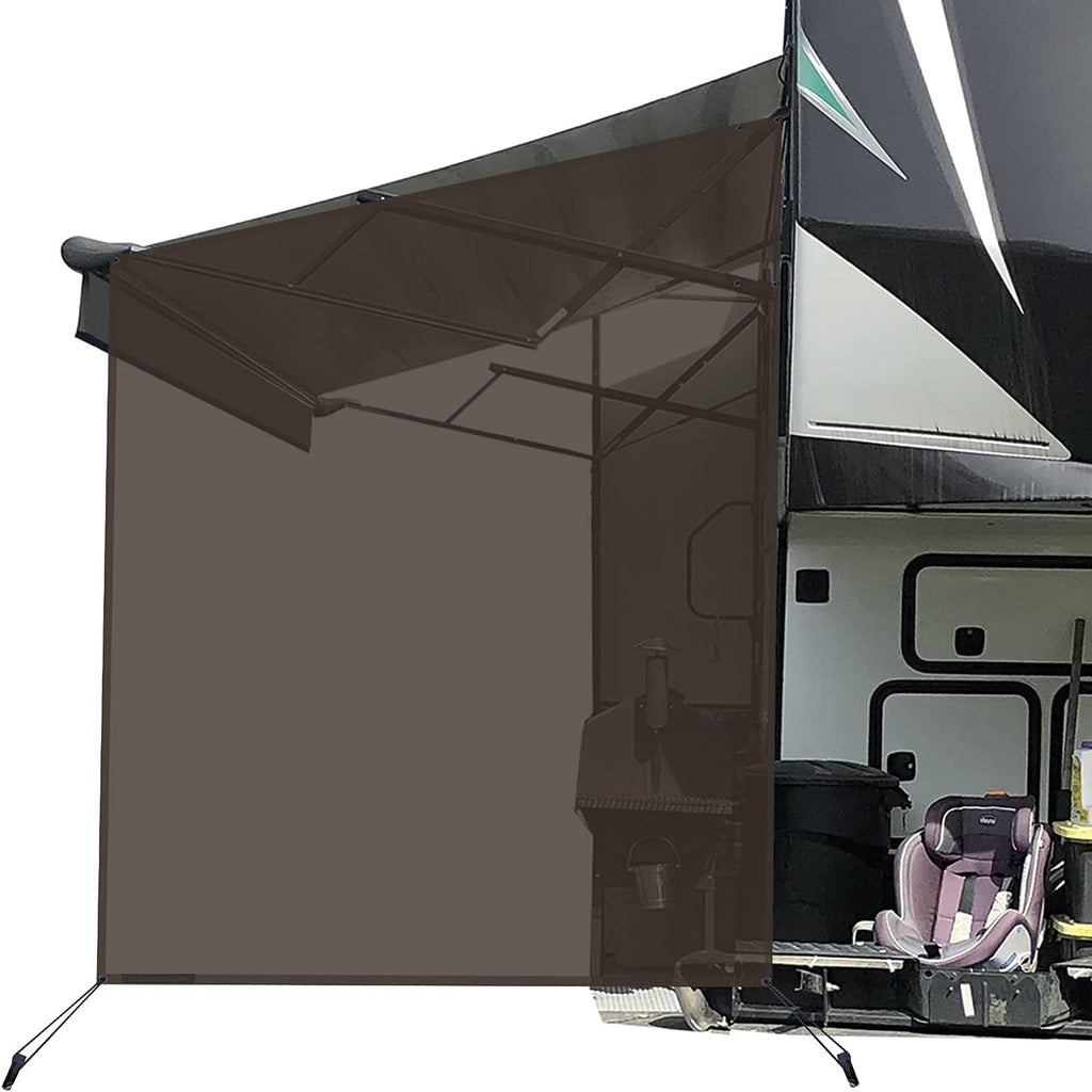 RV Awning Side Sun Shade Screen 9'X7' Beige Mesh Camper Sunshade A283