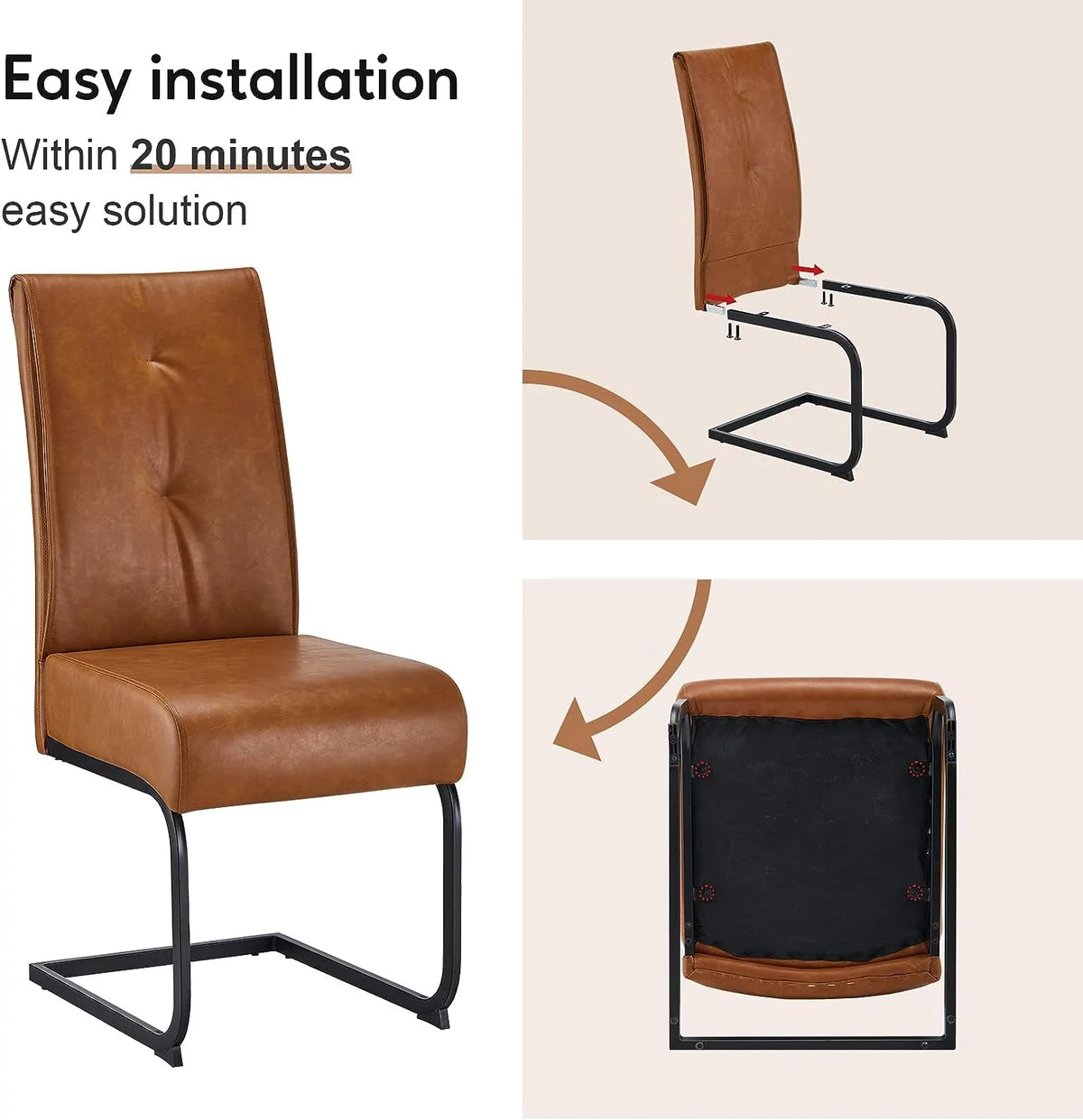 High Back Dining Chairs Set of 2 Brown A63671