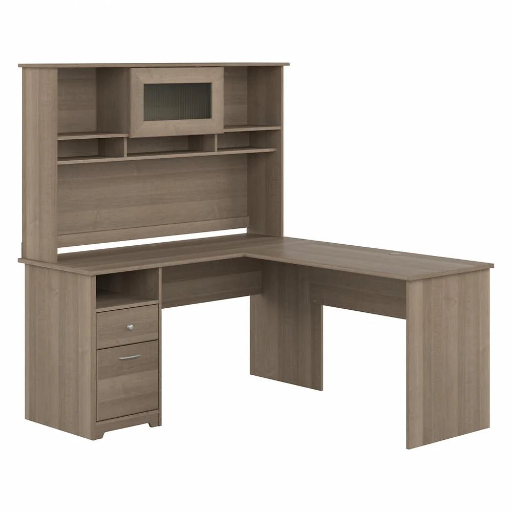 L Shaped Computer Desk with Hutch A25895
