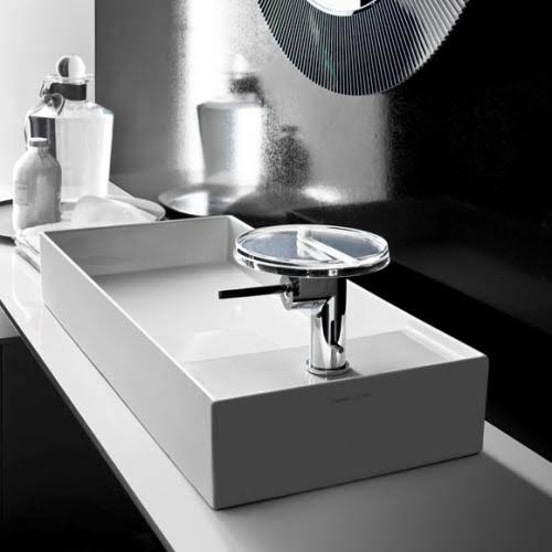 White Rectangular Wall Mount Bathroom Sink with One Tap Hole C82069