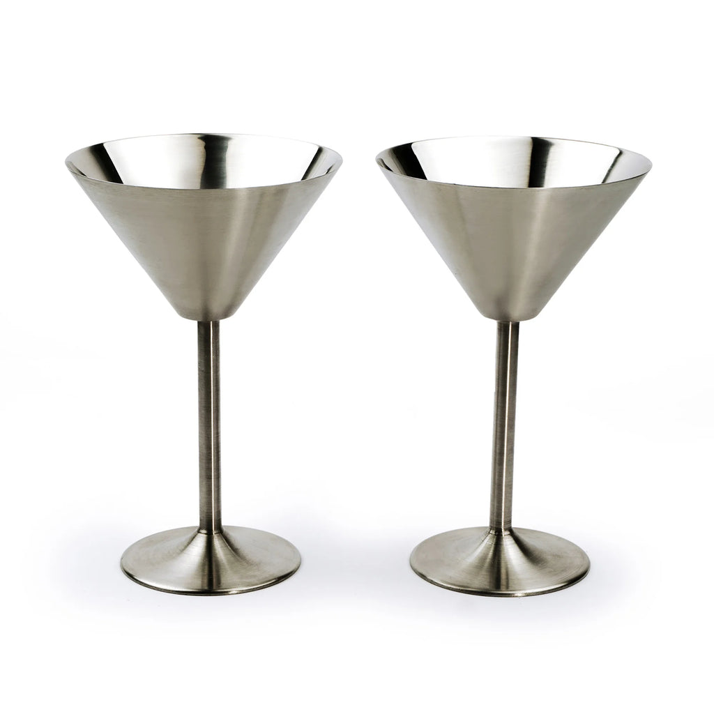 Silver Stainless Steel Martini Glass Set of 2 Z485