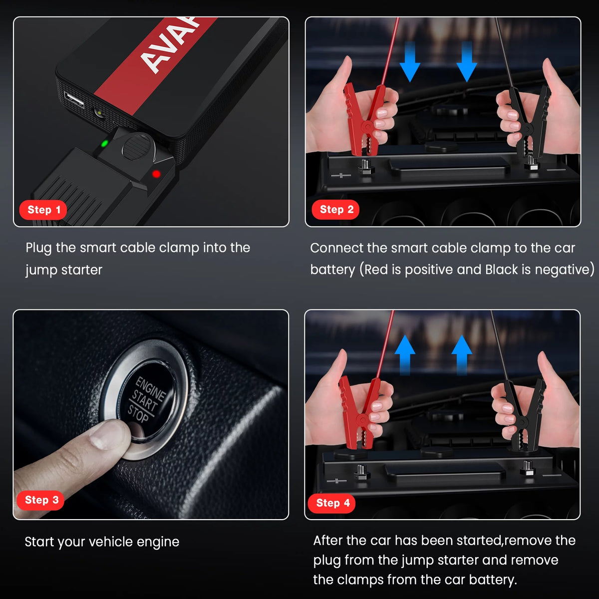 1000A Peak 12V Car Jump Starter Power Bank with LED Light T2017