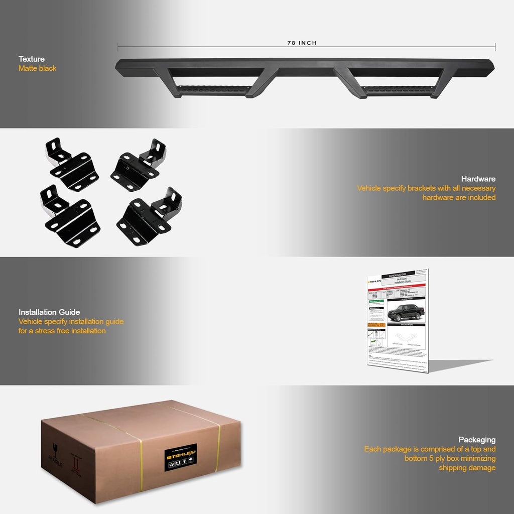 Matte Black Nerf Bars Running Boards for Ford F150 Super Duty T336502