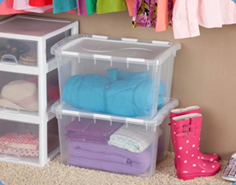 48 Quart Clear Hinged Lid Storage Box Tote (30 Pack) K38264