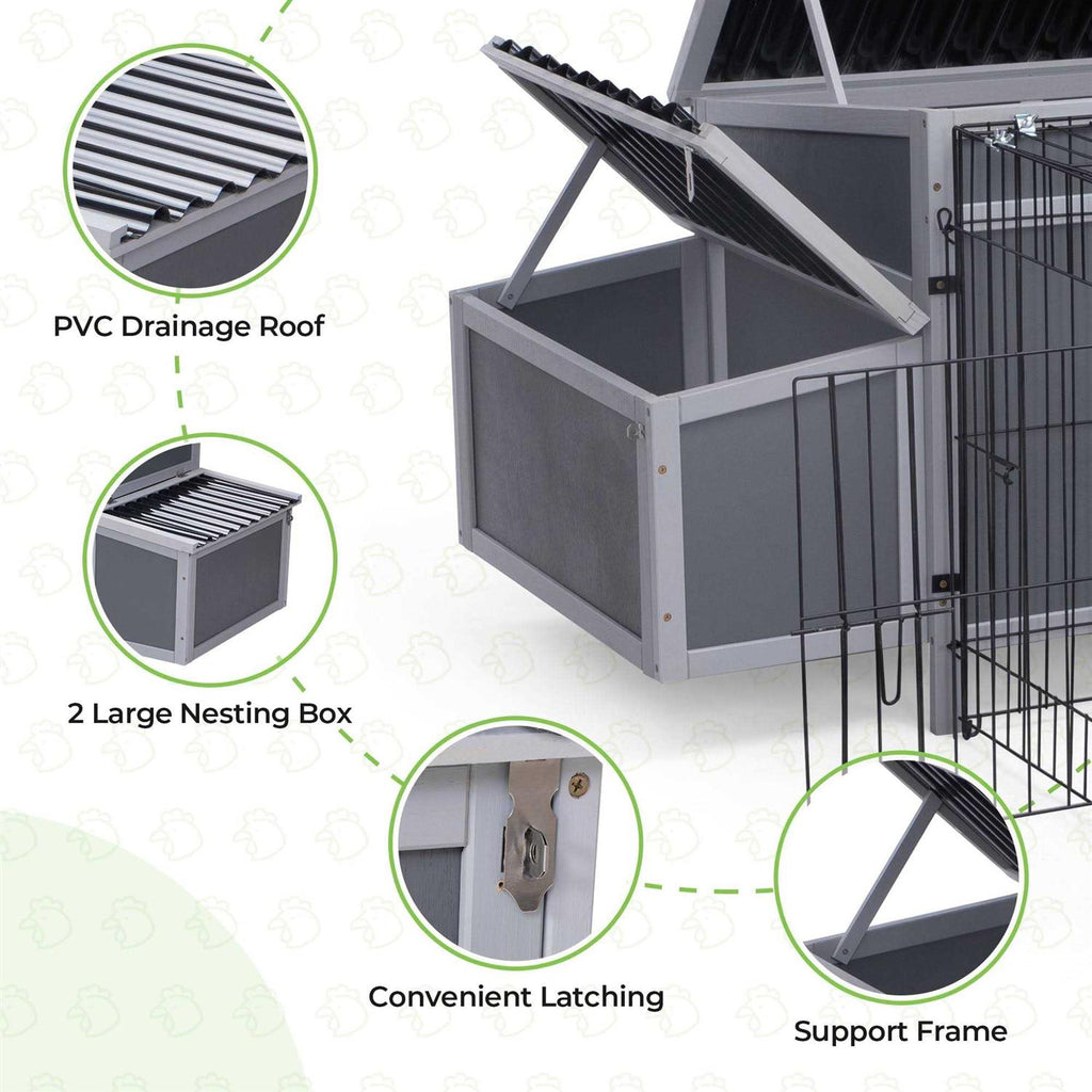 Outdoor Wooden Chicken Coop with Waterproof Roof J319