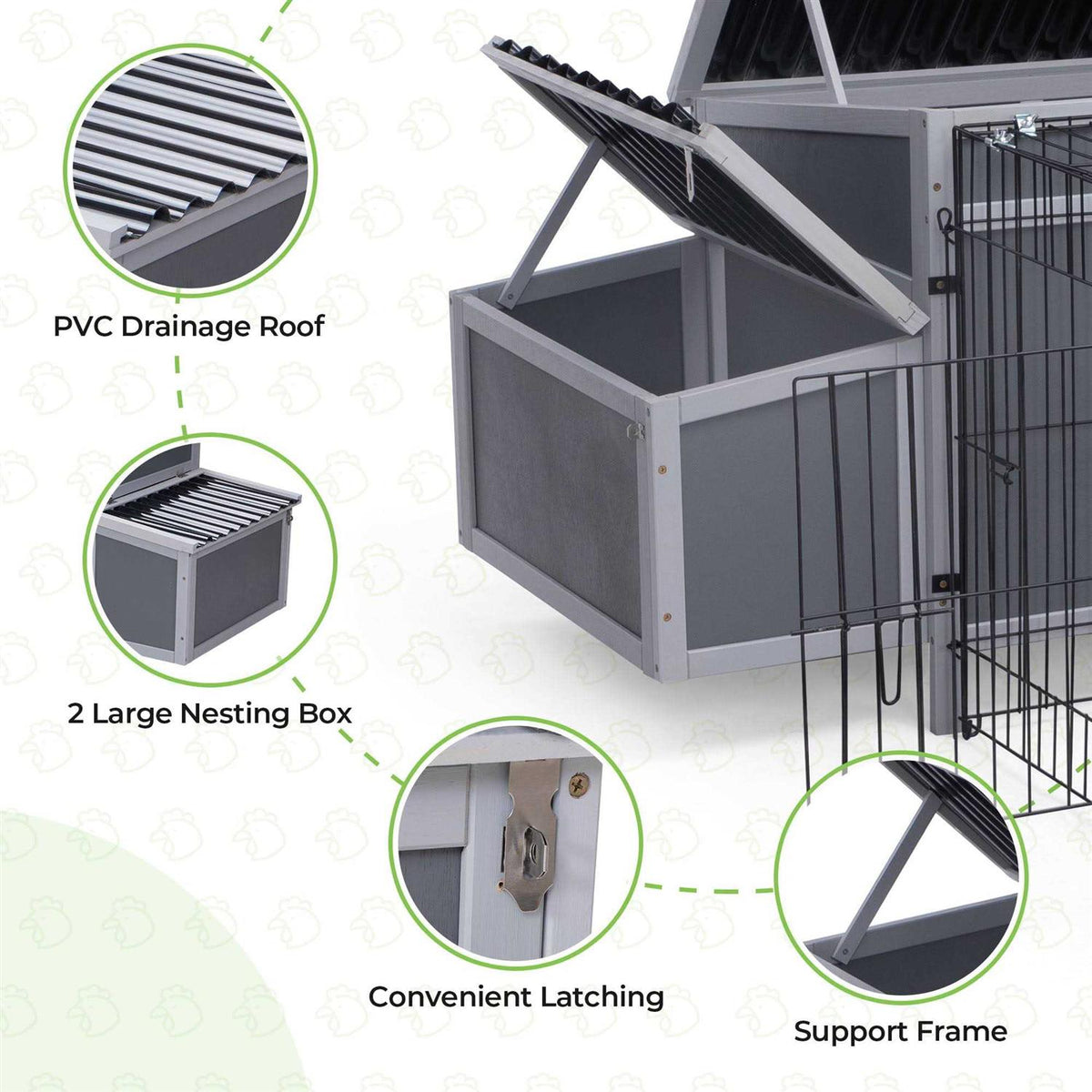 Outdoor Wooden Chicken Coop with Waterproof Roof J319