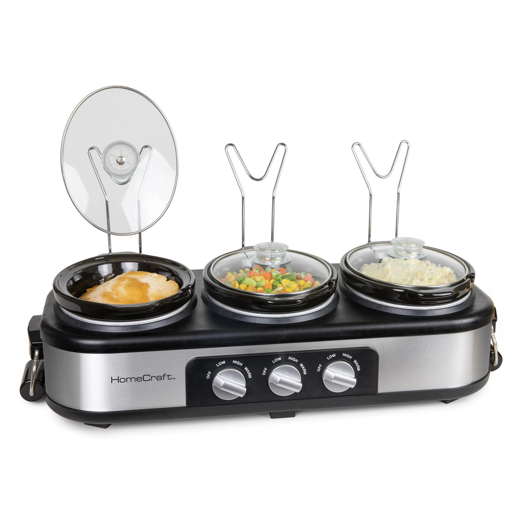 3-Station 1.5-Quart Oval Slow Cooker Buffet, Stainless Steel N10099