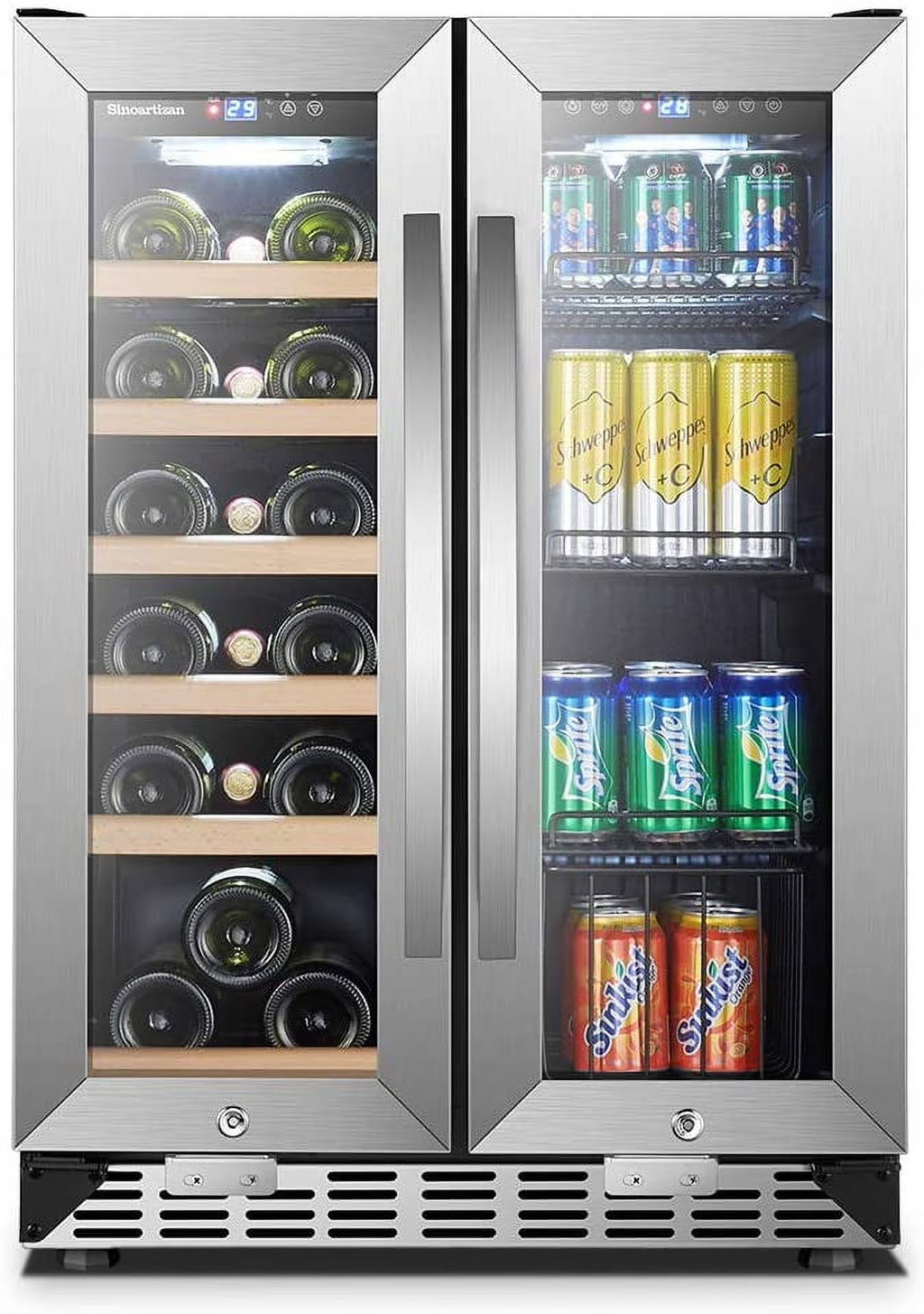 24 inch Dual Zone Wine Cooler Beverage Refrigerator 18 Bottles 55 Cans R48037