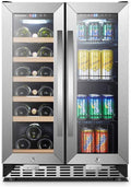 24 inch Dual Zone Wine Cooler Beverage Refrigerator 18 Bottles 55 Cans R48037