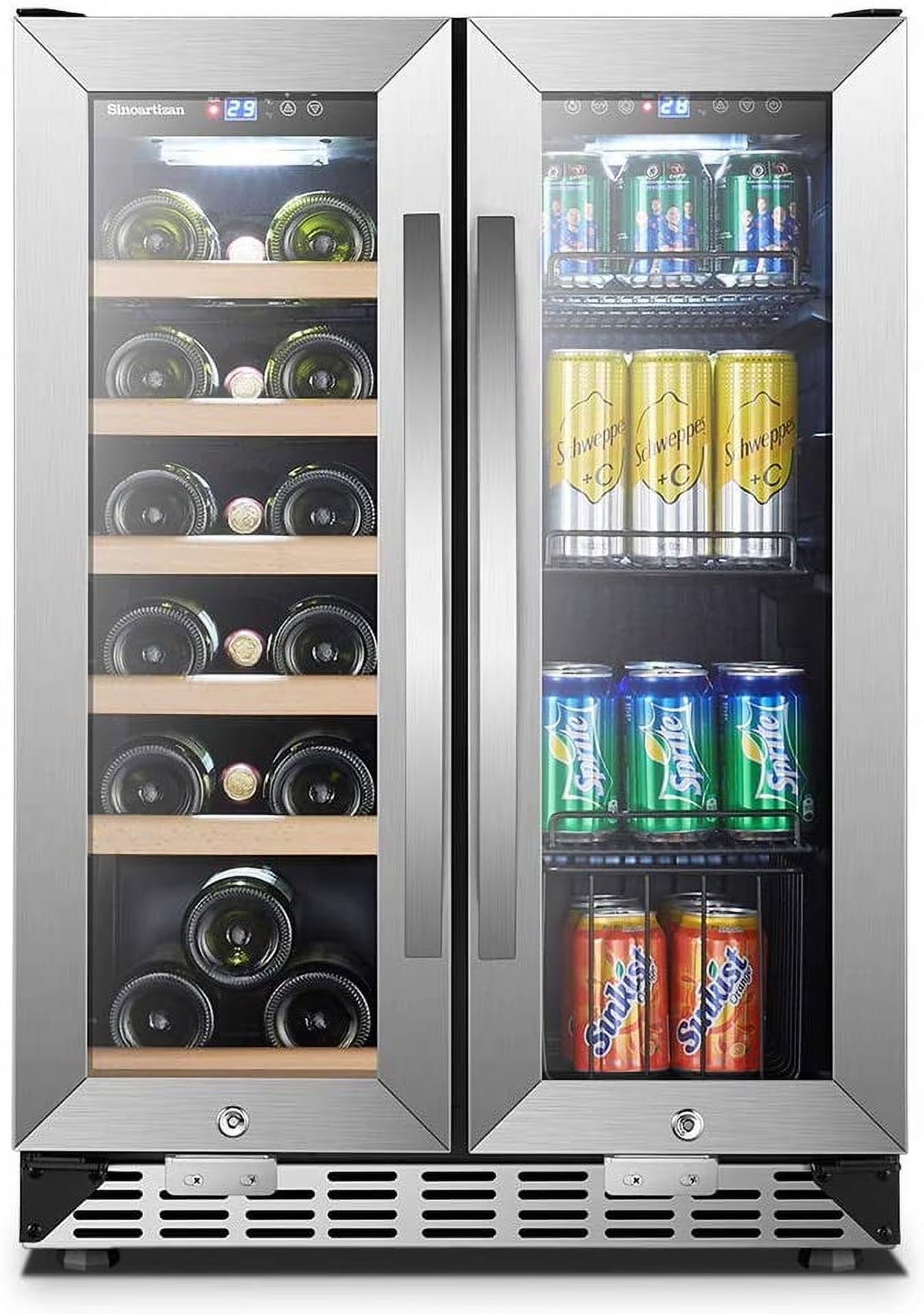 24 inch Dual Zone Wine Cooler Beverage Refrigerator 18 Bottles 55 Cans R48037