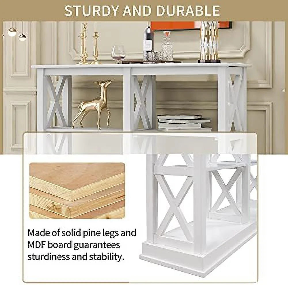 3 Tier Sofa Table with 4 Shelves O16575