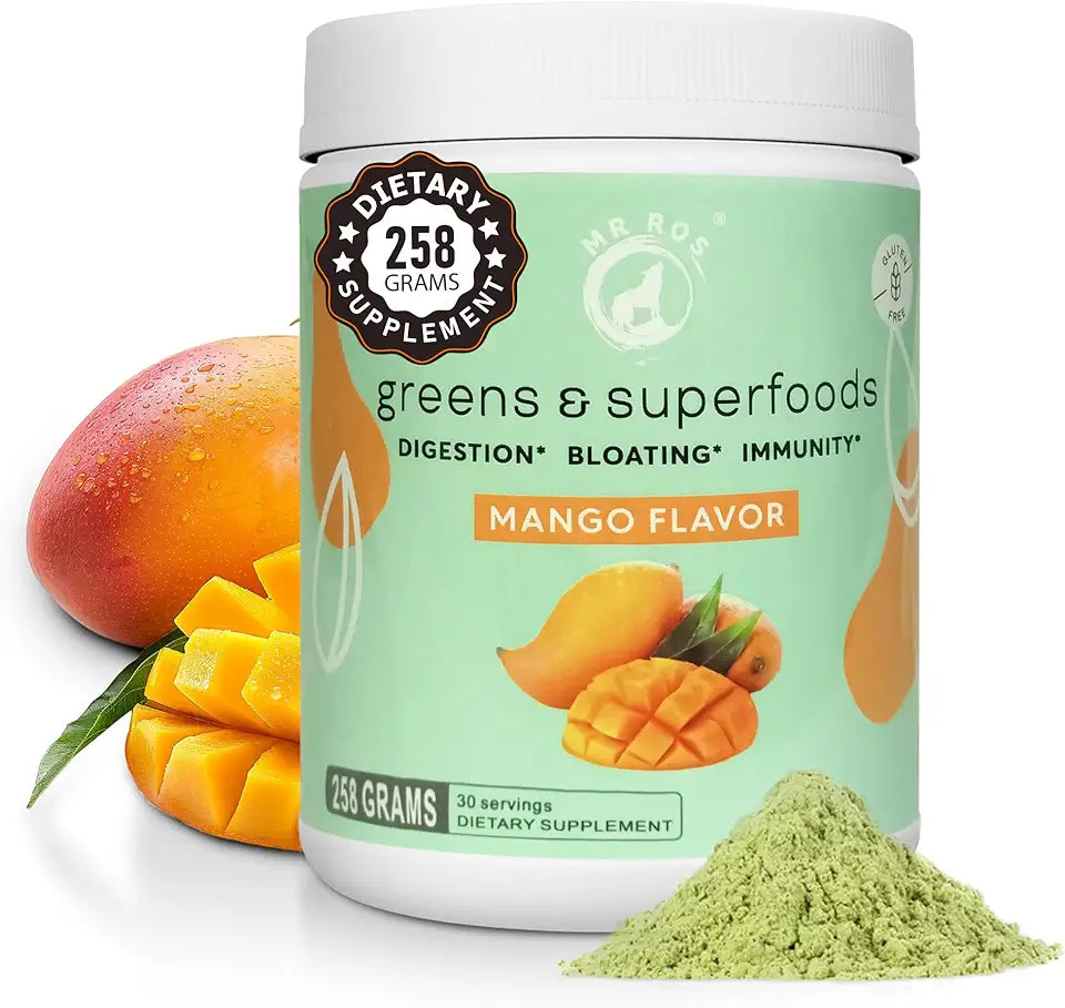 Superfood Greens Powder with Digestive Enzymes Mango Flavour 258 gram K509925