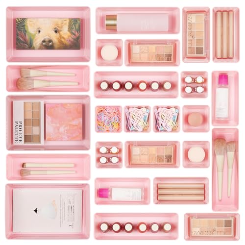 25 PCS Clear Plastic Drawer Organizers Set F7118