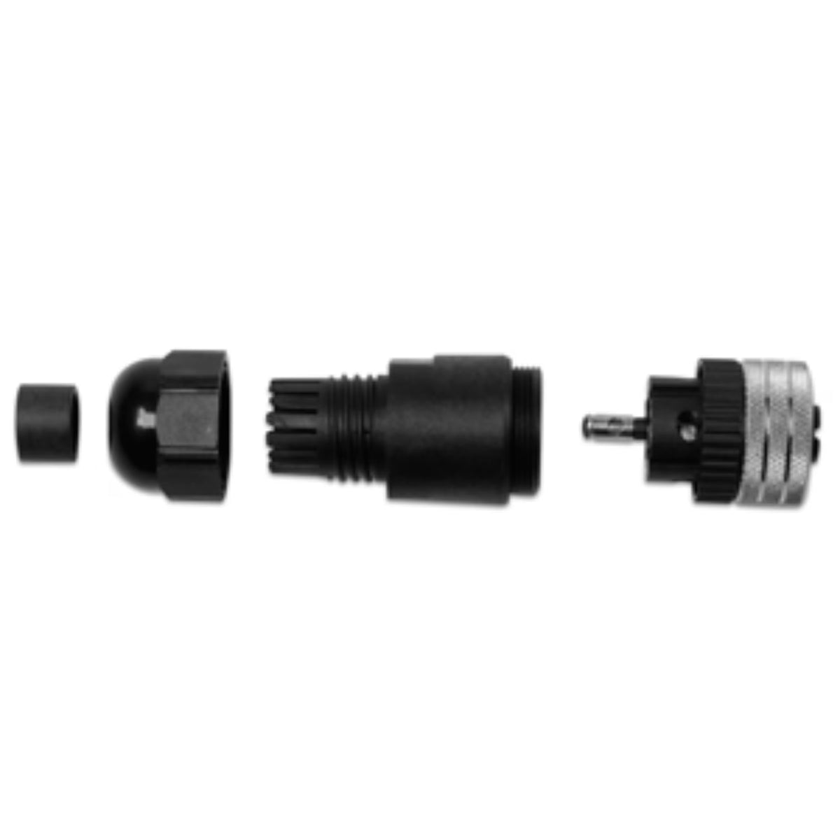 Black and Metallic Silver Outdoor NMEA 2000 Female Field Installable Connector O459