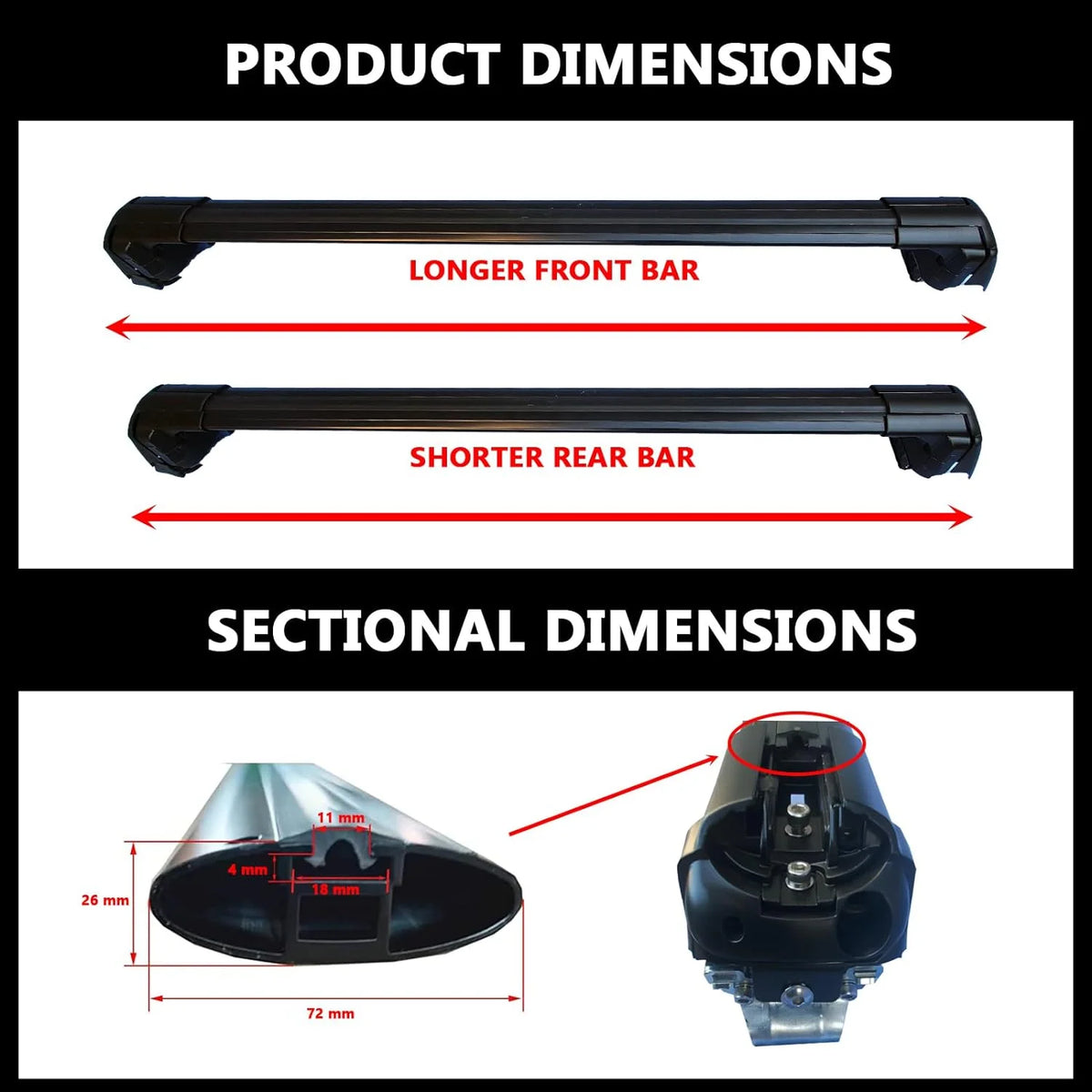 Roof Rack Crossbars for Raised Side Rails Silver O552