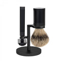 Black Stainless Steel 3-Piece Silvertip Badger Safety Razor Shaving Set S326099