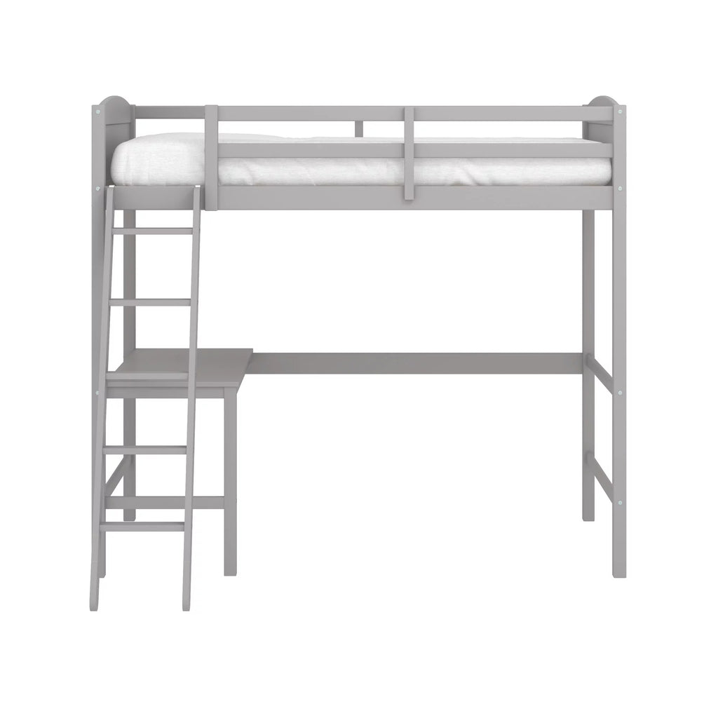 Gray Wood Twin Loft Bed with Desk K234180
