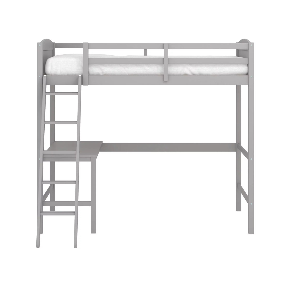 Gray Wood Twin Loft Bed with Desk K234180