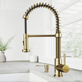 Matte Gold Pull-Down Kitchen Faucet with Soap Dispenser P395677