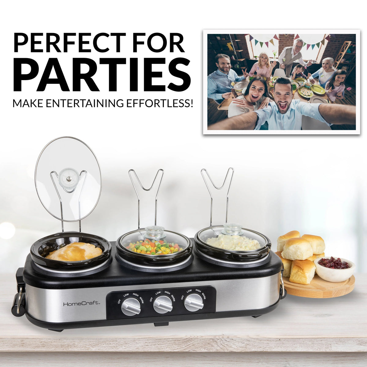 3-Station 1.5-Quart Oval Slow Cooker Buffet, Stainless Steel N10099