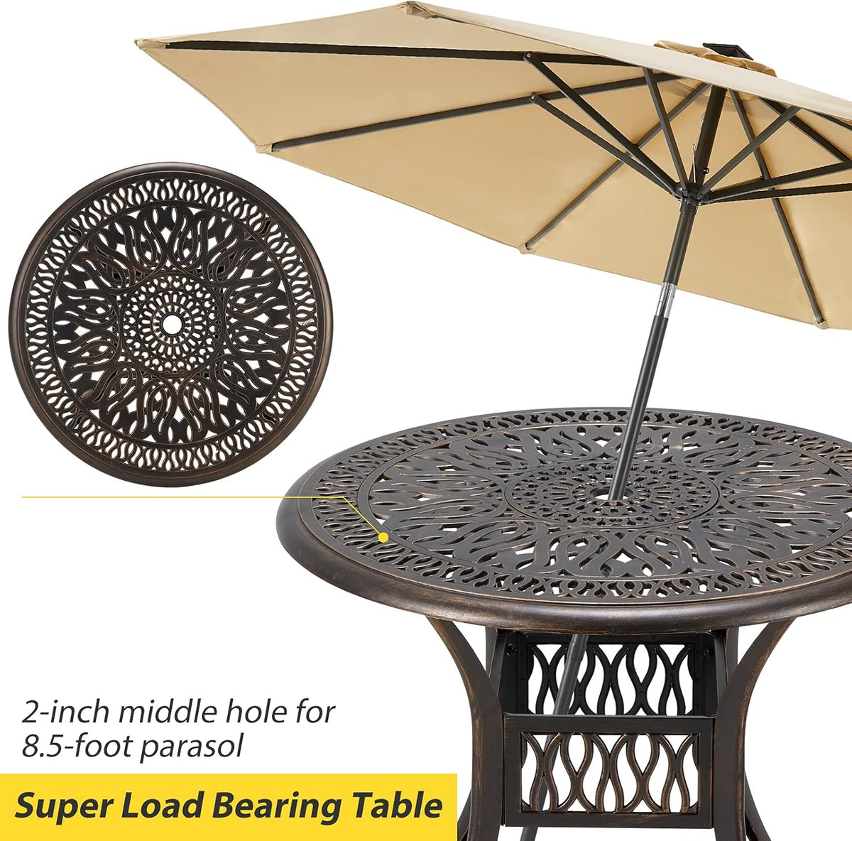 35.4 Cast Aluminum Patio Bistro Table A366848