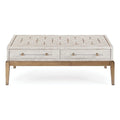 Soft White Wooden Cocktail Table with Gold and Acrylic Accents I663220